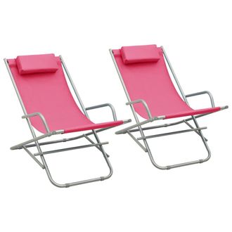 vidaXL Vidaxl - Sillas Mecedoras 2 Unidades Acero Rosa