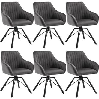 Woltu Set 6 Sedie Imbottite Moderne da Cucina o Soggiorno Gambe in Metallo. Seduta in Velluto Grigio Scuro - Woltu