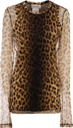 Sportmax Long-Sleeve Sheer Mesh Top