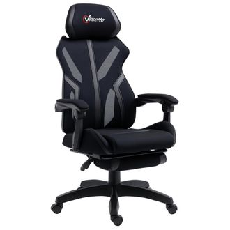 OEM Silla Gaming Con Reposapi&eacute;s Retr&aacute;ctil Silla De Oficina Giratoria Reclinable Con Reposacabezas Y Altura Ajustable 65x65x119-129 Cm Negro