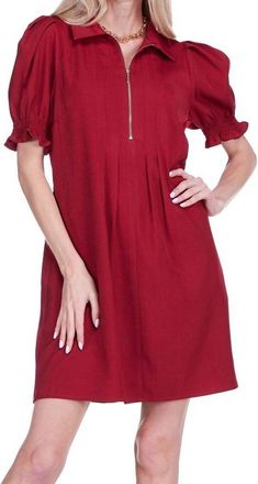 Jade Yoga Front Zip Darts Dress In Wine