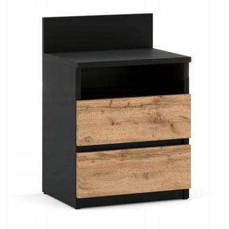 OEM Mesita De Noche Mesita De Noche Roble Negro Wotan 40cm 2s Estante Muebles De Dormitorio