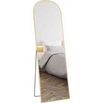 HOMCOM Homcom - Espejo De Cuerpo Entero Espejo De Pie 50x170 Cm Independiente O Pared Con Marco De Aleaci&oacute;n De Aluminio Y Soporte Para Sala Dormitorio Ba&ntilde;o D