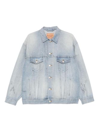 Balenciaga Denim jack met knoop - Blauw