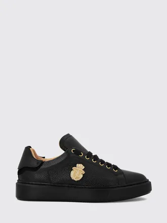 Billionaire Boys Club Grained Leather Low-Top Trainers with Applied Logo and Rubber Sole