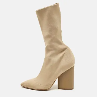 Yeezy by Kanye West Yeezy Beige Knit Fabric Season 4 Sock Boots
