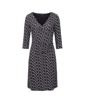 M&oacute;veis Conquista Womens Print Faux Wrap Wool Dress - Charcoal - Size EU 44 (Womens)