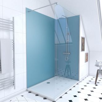 Aurlane Pack Ducha 90x120 - Paneles Murales Azul/cromato + Plato + Mampara 6 Mm