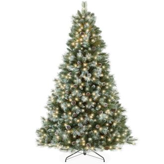 Best Choice Products Pre-Lit Frosted Scotch Pine Christmas Tree w/ 2-In-1 LED Lights