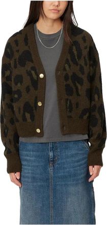 Carhartt Work in Progress Camo Leo Jacquard Cardigan Tamarind - Dames - Vesten - Groen - M - Wol - Truien & Vesten