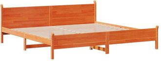vidaXL Cama Sin Colch&oacute;n Madera Maciza De Pino Marr&oacute;n Cera 200x200 Cm Vidaxl