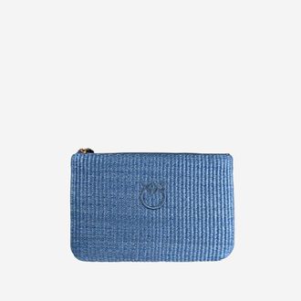 Pinko Pinko Raffia Clutch With Logo