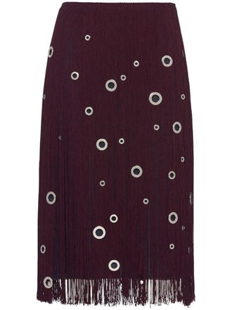 Prada Midi-rok verfraaid met ringlets en franje - Rood