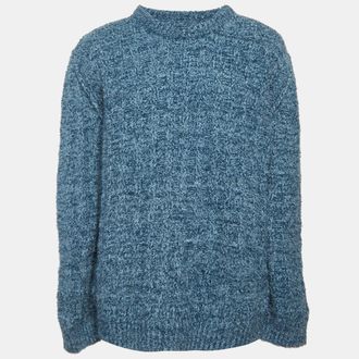 Maison Margiela Maison Martin Margiela Blue Textured Rib Knit Oversized Sweater
