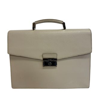 Prada Light Beige White Leather Briefcase (Pre-Owned)