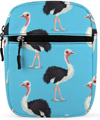 Generic Ostrich Bird Print Crossbody Bag Adjustable Satchel Cute Shoulder Bag Lightweight Sling Bags