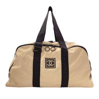 Chanel Sport Beige Black Nylon Boston Bag (Pre-Owned)