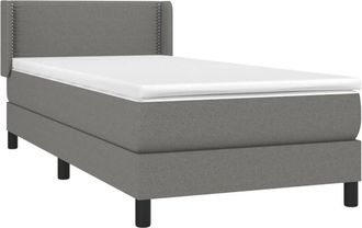 vidaXL Cama Box Spring Con Colch&oacute;n Tela Gris Oscuro 90x190 Cm Vidaxl