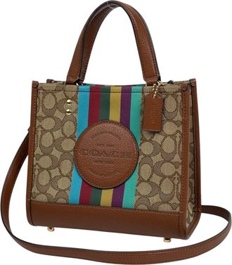 Coach Signature Brown Canvas Leather Tote Bag (Pre-Owned)
