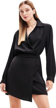 Desigual Matisse Long Sleeve Wrap Dress in Black at Nordstrom, Size Medium