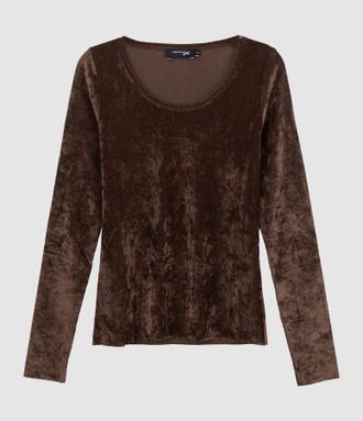 Jeanne Vouland Top Ronan Resille Effet Velours Chocolat