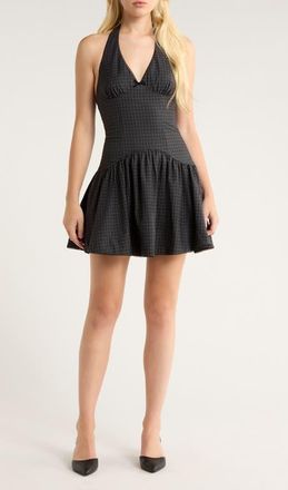 Nia Ollie Sleeveless Halter Minidress in Black at Nordstrom, Size X-Large