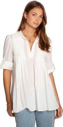 Belle & Bloom Catch Feelings Pintuck Shirt in White at Nordstrom, Size X-Small