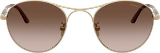 Giorgio Armani Gold 0ar6177 Double Bridge Round Sunglasses