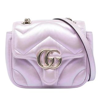 Gucci Pre-owned Quilted Iridescent Crossbody Bag - Dames - Pre-owned - Paars - Maat: ONE Size Leer