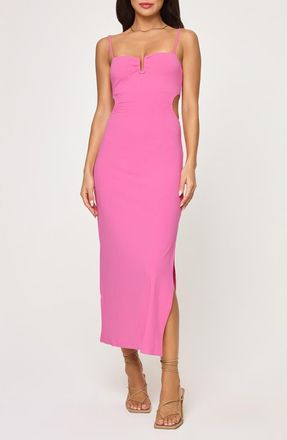 L*Space Cameron Cutout Rib Cover-Up Midi Dress in Bubblegum Pink at Nordstrom, Size Small