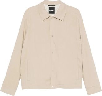 HUGO BOSS Carper Linnen Shirt Jacket - Heren - Zomerjassen - Beige - S - Linnen - Jassen