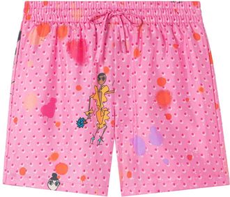 AZ FACTORY polka-dot print drawstring shorts - women - Silk - 34 - Pink