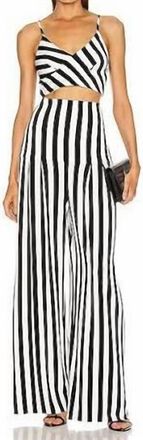 Norma Kamali High Waist Pleat Pant In 3/4 Stripe
