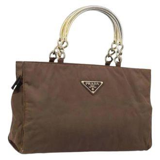 Prada Pre-owned Handbags, female, Brown, Size: ONE SIZE Pre-owned Vintage Nylon Handbag