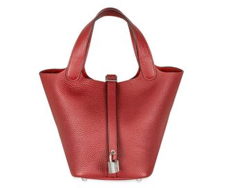 Herm&egrave;s Picotin 18 in Rouge Grenat Clemence Leather with Palladium Hardware