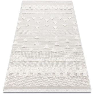 RugsX Alfombra Eko Sizal Moroc 22321 Triangulos, Zigzag Boho Flecos, Estructural - Beige / Crema Beige 155x220 Cm