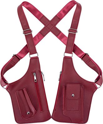 Generic Pufei PU Leather Double Shoulder Armpit Bag Anti-Theft Bag for Men (Wine Red)