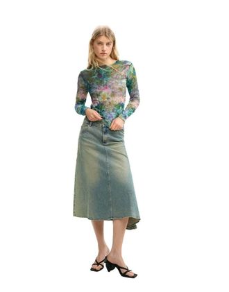 Desigual blusa con texture floreale blu