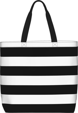 Generic Women Handbag Black And White Stripes Travel Tote Bag Lightweight Fashion Shoulder Bags, For Holiday, Birthday, Gym, Christmas, Wedding