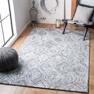 Safavieh Ikat Hand Made Area Rug, Silver / Grey Contemporary Style Non-Shedding