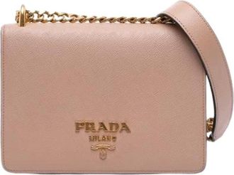 Prada Pre-owned Shoulder Bags, female, Beige, Size: ONE SIZE Pre-owned Leather Crossbody Bag