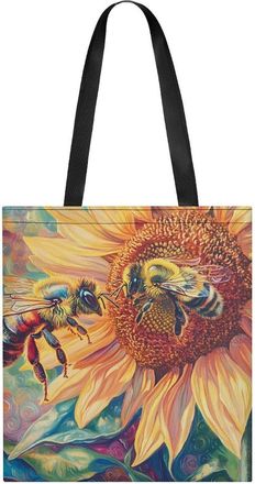 Generic Bees Sunflowers Tote Bag for Women Men Shoulder Bags Purses Pouch Handbags