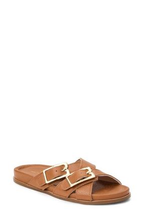 Bruno Magli Genesis Slide Sandal in Cognac Tumbled at Nordstrom, Size 6.5
