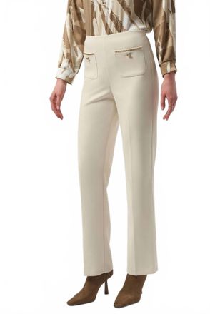 Joseph Ribkoff Chain Detail Pull On Straight Leg Pants In Birch
