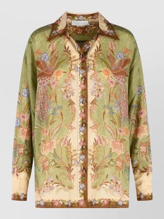 Zimmermann indra silk shirt floral long sleeves