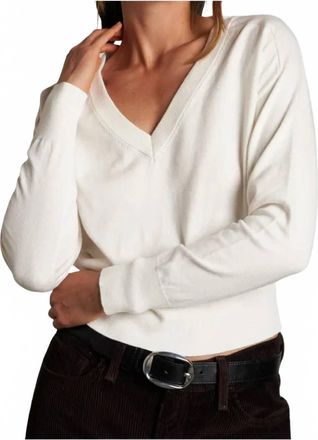 perfectwhitetee Georgina V Neck Sweater In Sugar