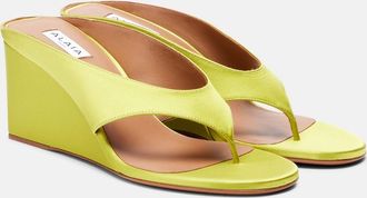 Alaia Ala&iuml;a Cube satin wedge thong sandals