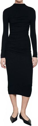 Enza Costa Silk Knit Long Sleeve Twist Midi Dress In Black