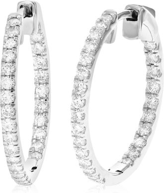 Vir Jewels 1 cttw Round Lab Grown Diamond Hoop Earrings Crafted in.925 Sterling Silver Prong Set 1 Inch