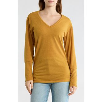 Go Couture V-Neck Dolman Sleeve Sweater in Mustard at Nordstrom Rack, Size X-Large